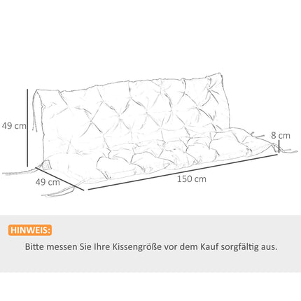 Outdoor bench cushion, 3-seater, light grey, 150x98x8 cm