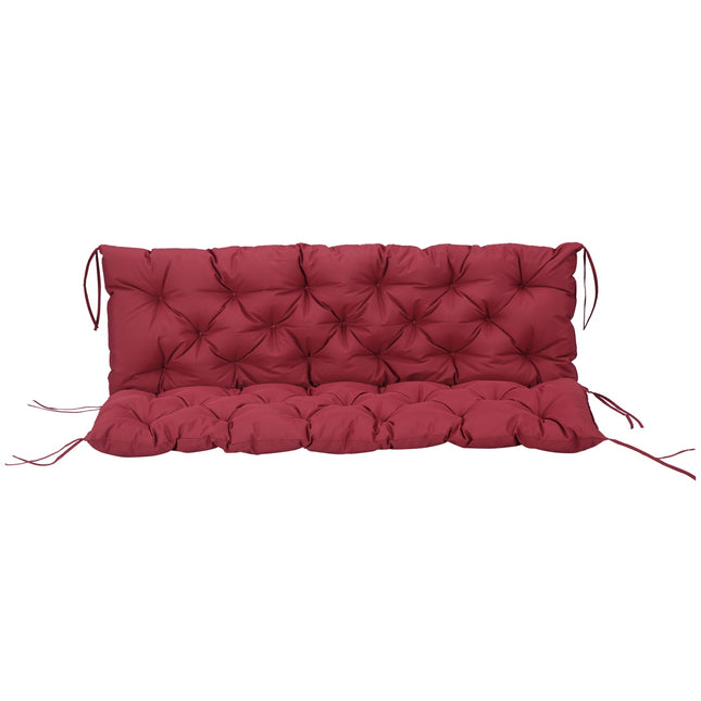 Red outdoor bench cushion with ties, 3-seater, 150x98x8 cm