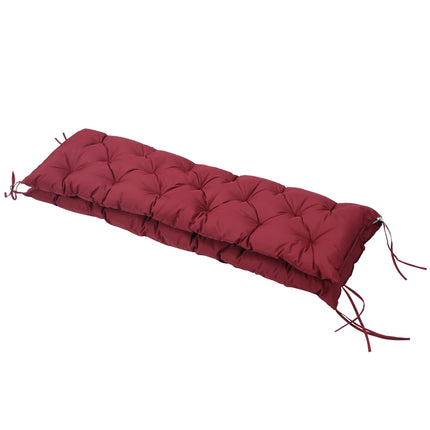 Red outdoor bench cushion with ties, 3-seater, 150x98x8 cm