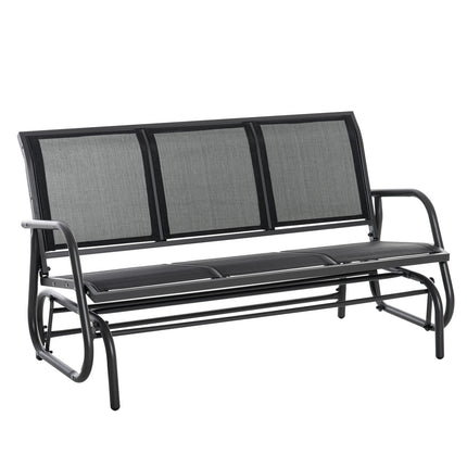 3-seater metal garden swing bench, weatherproof, black