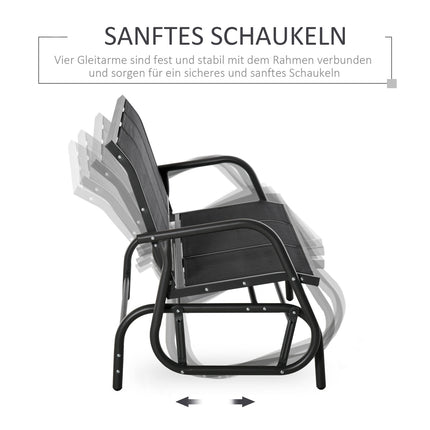 3-seater metal garden swing bench, weatherproof, black