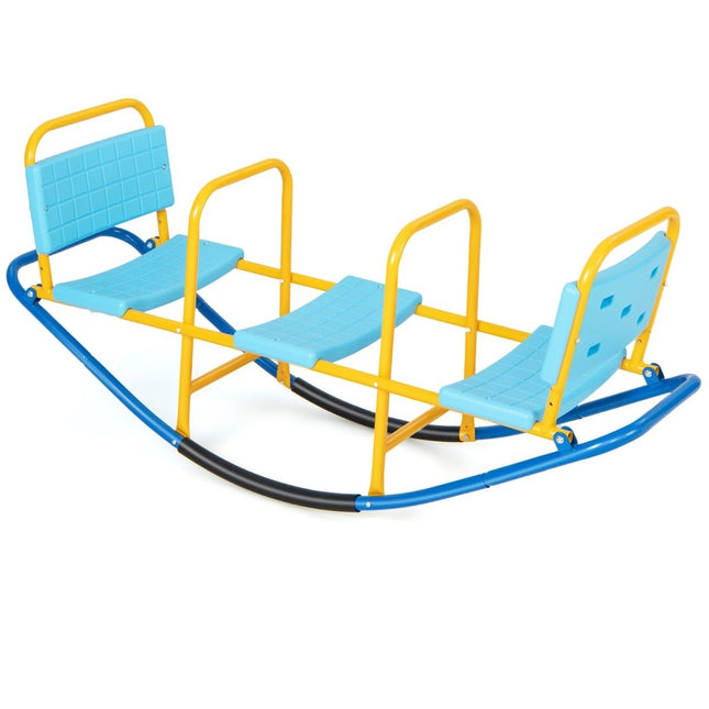 3 seater rocking rocker garden rocker with handles children's rocker up to 100 kg load capacity blue
