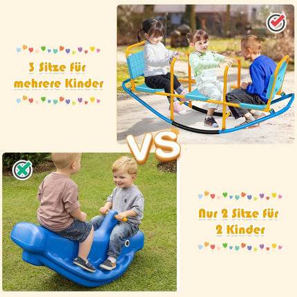 3 seater rocking rocker garden rocker with handles children's rocker up to 100 kg load capacity blue