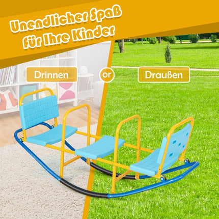 3 seater rocking rocker garden rocker with handles children's rocker up to 100 kg load capacity blue