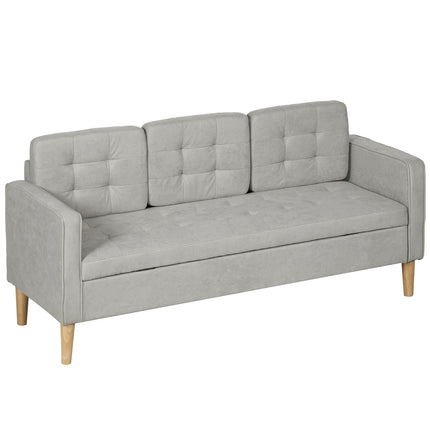 3-seat upholstered sofa with storage, armrests, light grey