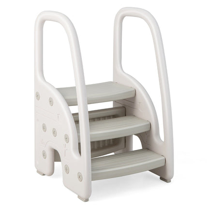 3 step step stool for children climbing aid with safety handles 50 kg load capacity grey