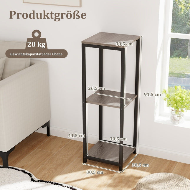 3 tier metal plant stand with anti-tip protection wooden flower stand 30.5 x 30.5 x 91.5 cm