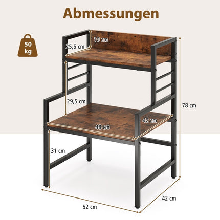 3 tier microwave shelf microwave stand with 2 open shelves 52 x 42 x 78 cm