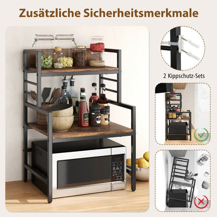 3 tier microwave shelf microwave stand with 2 open shelves 52 x 42 x 78 cm