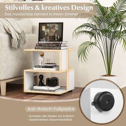 3-tier side table modern bedside table coffee table with shelves 39.5 x 39.5 x 45 cm white