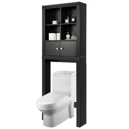3-tier toilet shelf space-saving bathroom shelf with 4 open compartments 60 x 20 x 165 cm brown