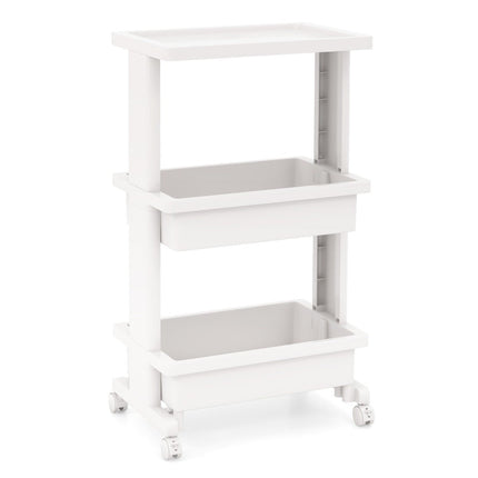 3-tier trolley with table top and lockable wheels plastic trolley