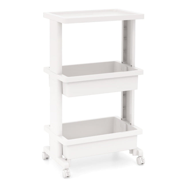3-tier trolley with table top and lockable wheels plastic trolley