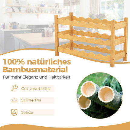 3 tier wine rack bamboo wine stand for 18 bottles 62 x 24 x 38 cm natural