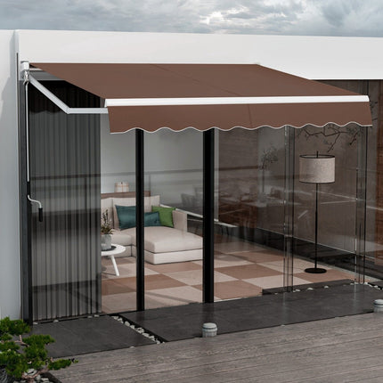 3 x 2.5 m folding arm awning sun awning balcony awning patio awning clamp awning brown
