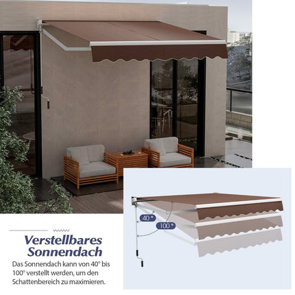 3 x 2.5 m folding arm awning sun awning balcony awning patio awning clamp awning brown