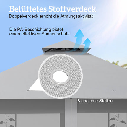 3x3 Pavilion with Double Roof, Water-Resistant Polyester