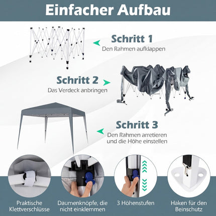 3x3m Adjustable Height Waterproof Gazebo for Camping