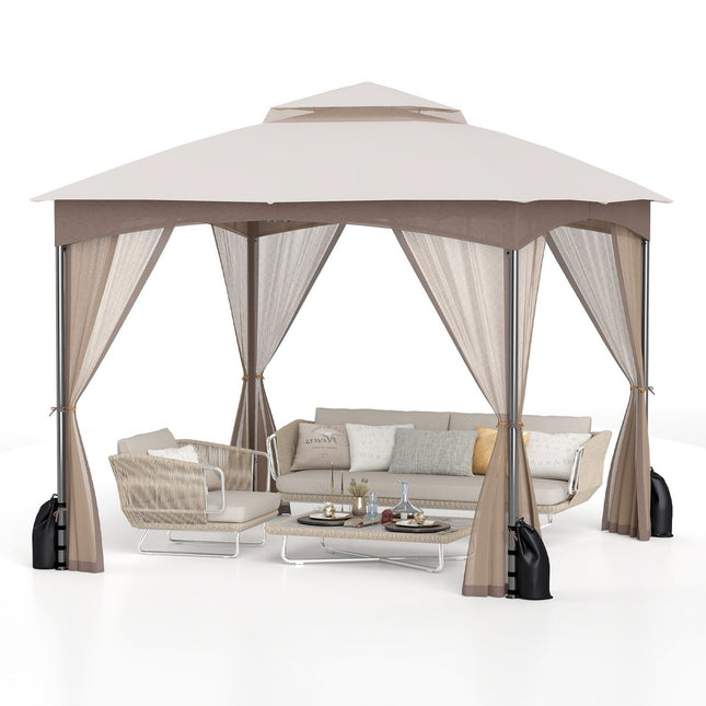 3x3 m Gazebo with Mosquito Net & Sandbags, Waterproof
