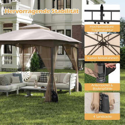 3x3 m Gazebo with Mosquito Net & Sandbags, Waterproof