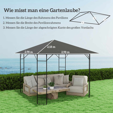 3x3m Pavilion Replacement Canopy, Water-Repellent, UPF30+