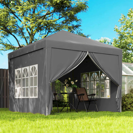 3 x 3 m Pavilion with 4 Sidewalls, UV Protection, Gray