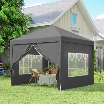 3 x 3 m Pavilion with 4 Sidewalls, UV Protection, Gray
