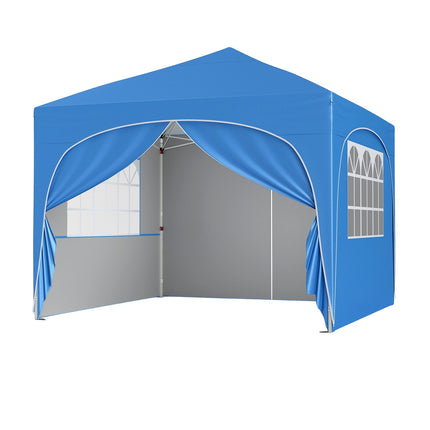 3x3 m Pop-Up Canopy Tent, 4 Removable Walls, Blue