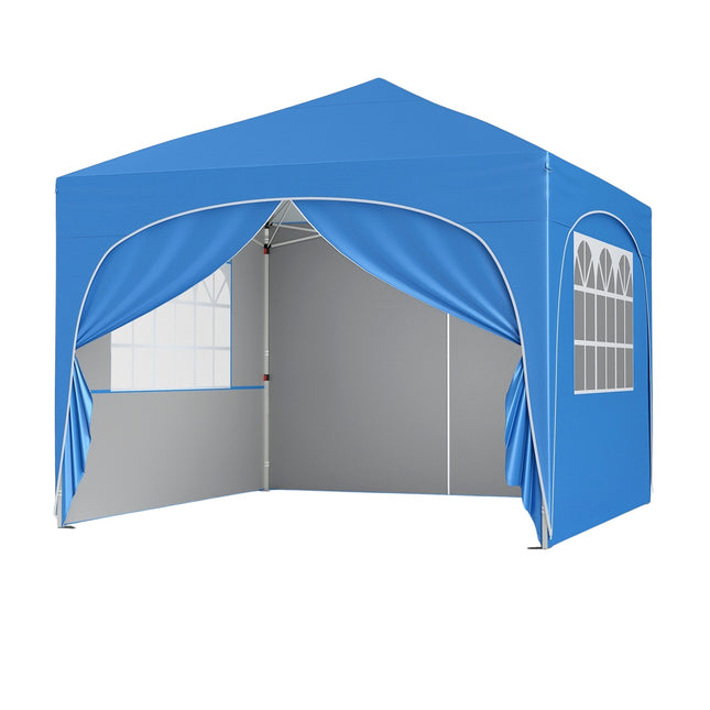 3x3 m Pop-Up Canopy Tent, 4 Removable Walls, Blue