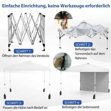 3 x 3 m Pop-Up Gazebo with Sidewall, Portable, White