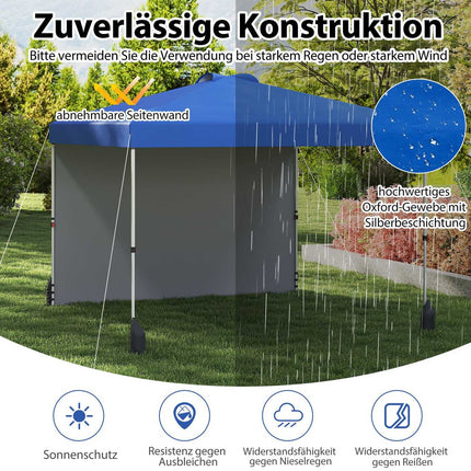 3 x 3 m Pop-Up Pavilion with Sidewall, Portable, Blue