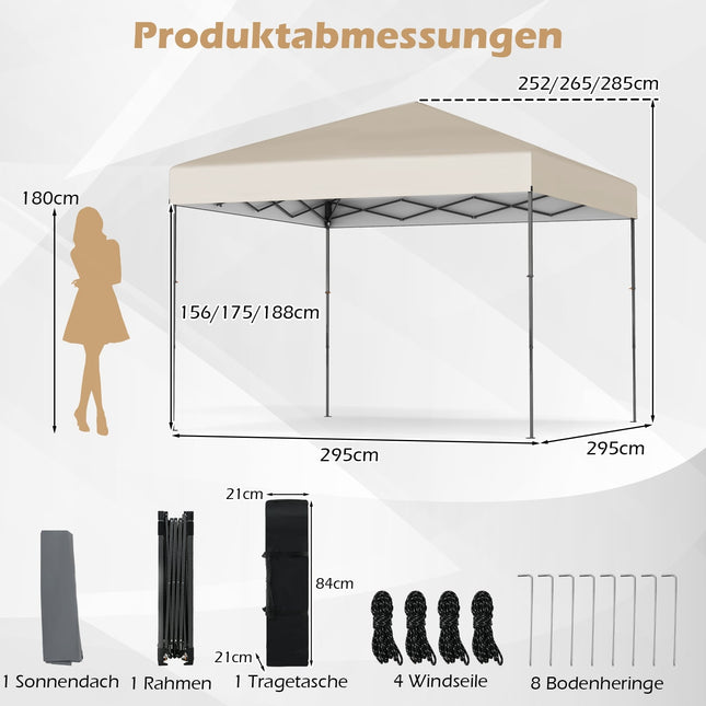 3x3 m Pop-Up Pavilion with UV50+ Protection, White