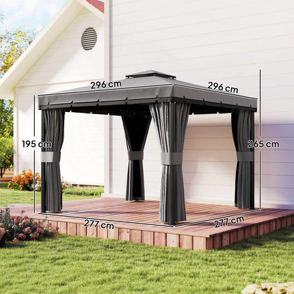 3x3m Waterproof Garden Pavilion with Double Roof