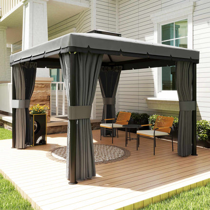 3x3m Waterproof Garden Pavilion with Double Roof