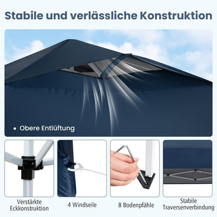 3x3m Waterproof Pop-Up Gazebo, UV 50+ Protection