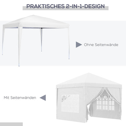 3x3m white gazebo with side walls and UV protection