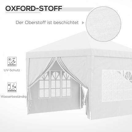 3x3m white gazebo with side walls and UV protection
