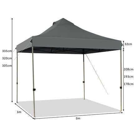 3 x 3 m pavilion folding pavilion waterproof stable winter party tent with carry bag on wheels grey