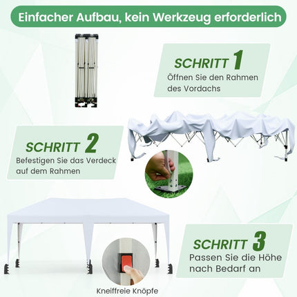 3 x 6 m Pop-Up Canopy Tent with UV Protection, White