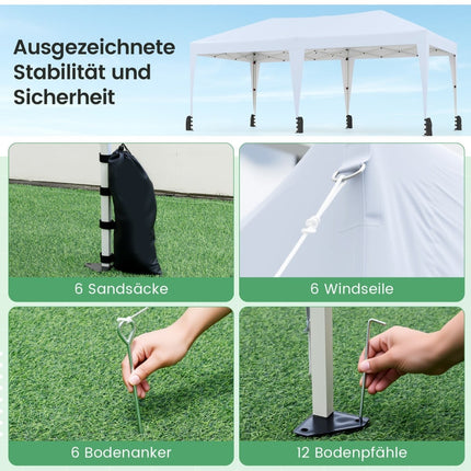 3 x 6 m Pop-Up Canopy Tent with UV Protection, White
