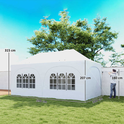 3x6m Pop-Up Pavilion with Sides, Adjustable Roof, Bag
