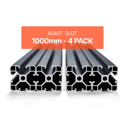 4040 T-Slot Aluminum Extrusion, 1000mm, 4-Pack, Black