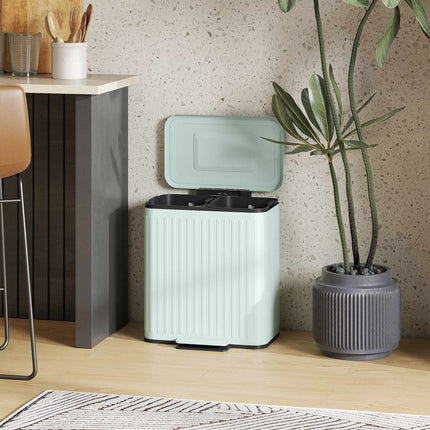 40L Dual Pedal Bin, Metal, 2 x 20L Capacity
