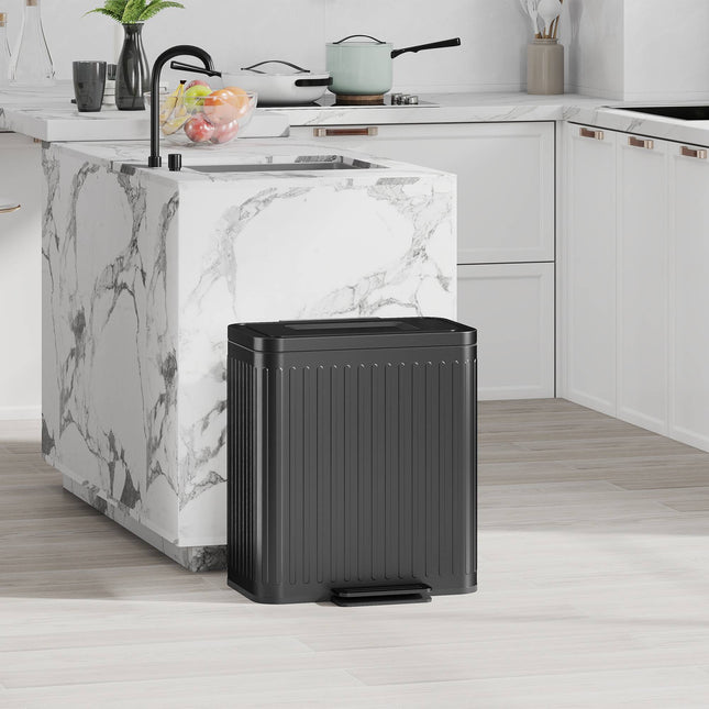 Kosz na śmieci 40 l z podwójnym pedałem, metalowy, pojemność 2 x 20 l