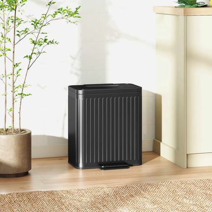 40L Dual Pedal Bin, Metal, 2 x 20L Capacity