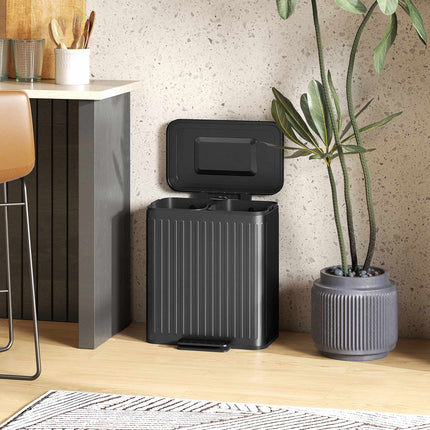 40L Dual Pedal Bin, Metal, 2 x 20L Capacity