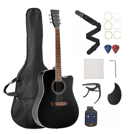 41-Inch Cutaway Acoustic Guitar Beginner Set, Gig Bag, Black