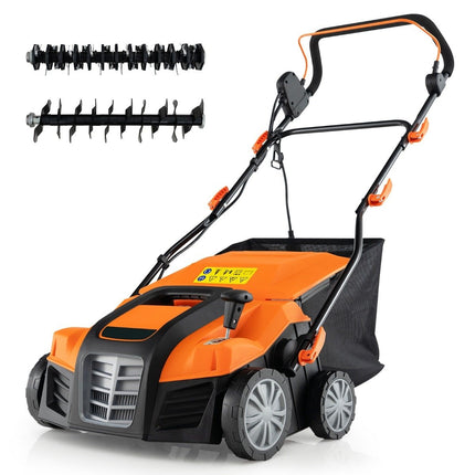 41cm Electric Scarifier &amp; Lawn aerator 15A 2-in-1 lawn scarifier with 3-position height adjustment orange