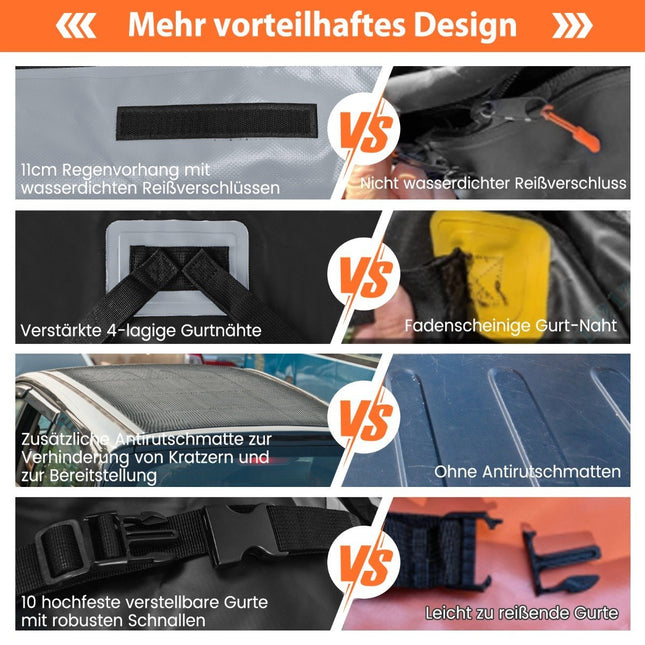 420 L Roof Box for Car with Combination Lock & 6 Door Hooks & Anti-Slip Mat Waterproof Roof Box Gray
