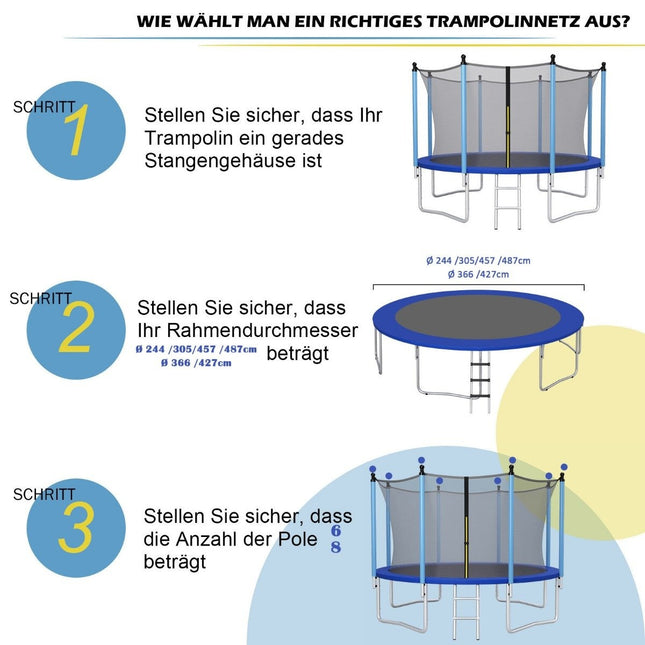 Ø427 cm trampoline veiligheidsnet voor tuintrampolines vervangend net binnen zwart